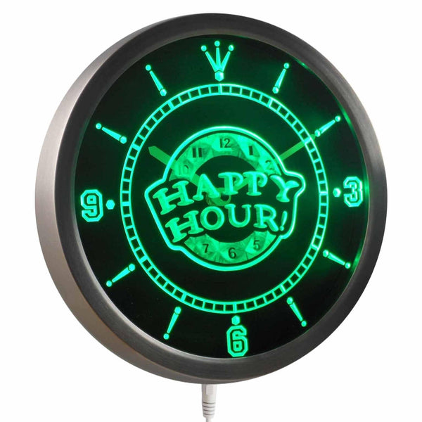 AdvPro - Happy Hour Bar Beer Pub Neon Sign LED Wall Clock nc0288 - Neon Clock