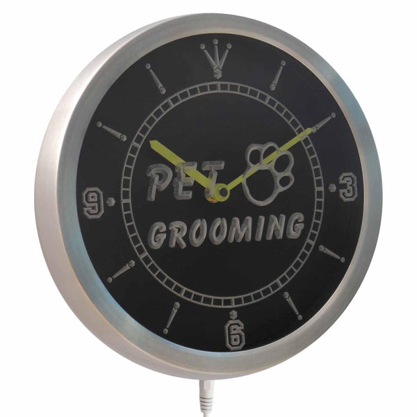 ADVPRO Pet Grooming Dog Cat Shop Neon Sign LED Wall Clock nc0291 - Multi-color