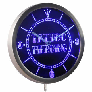 ADVPRO Tattoo Piercing Shop Gift Neon Sign LED Wall Clock nc0293 - Blue