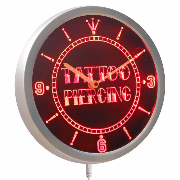 ADVPRO Tattoo Piercing Shop Gift Neon Sign LED Wall Clock nc0293 - Red