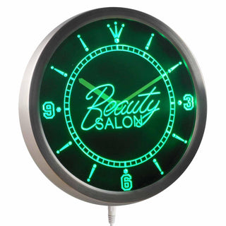 ADVPRO Beauty Salon Shop Neon Sign LED Wall Clock nc0298 - Green