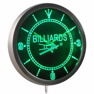 ADVPRO Billiards Pool Room Table Bar Neon Sign LED Wall Clock nc0299 - Green