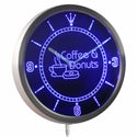 ADVPRO Open Coffee & Donuts Cafe Bar Neon Sign LED Wall Clock nc0300 - Blue