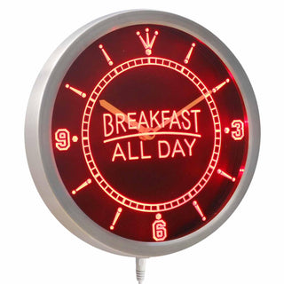 ADVPRO Breakfast All Day Cafe Restaurant Neon Sign LED Wall Clock nc0301 - Red