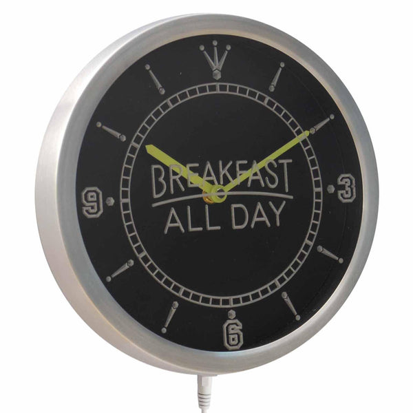 ADVPRO Breakfast All Day Cafe Restaurant Neon Sign LED Wall Clock nc0301 - Multi-color