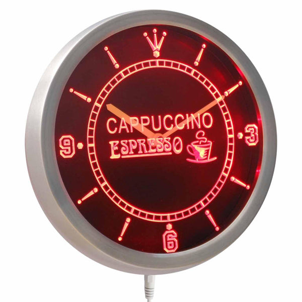 AdvPro - Cappuccino Espresso Coffee Neon Sign LED Wall Clock nc0304 - Neon Clock