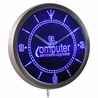 ADVPRO Computer Services & Upgrade Repairs Neon Sign LED Wall Clock nc0306 - Blue