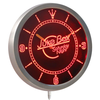 ADVPRO Juke Box Saturday Night Bar Pub Neon Sign LED Wall Clock nc0307 - Red