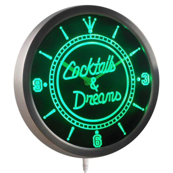 AdvPro - Cocktails & Dreams Bar Wine Neon Sign LED Wall Clock nc0308 - Neon Clock