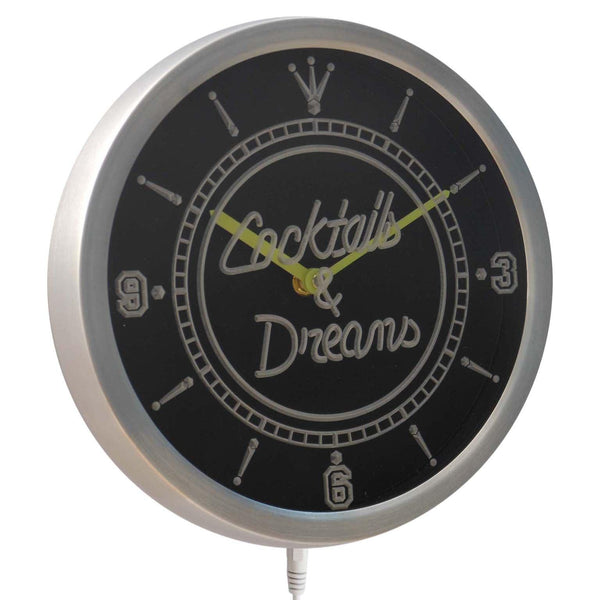 ADVPRO Cocktails & Dreams Bar Wine Neon Sign LED Wall Clock nc0308 - Multi-color