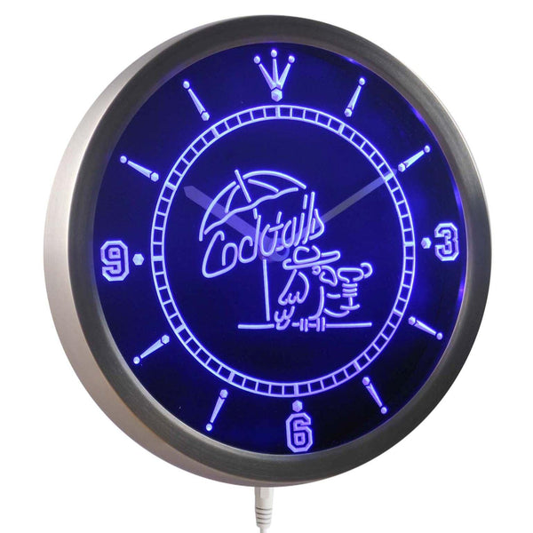 ADVPRO Cocktails Parrot Bar Pub Club Neon Sign LED Wall Clock nc0309 - Blue