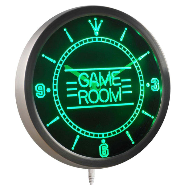 ADVPRO Game Room Kid Man Cave Neon Sign LED Wall Clock nc0310 - Green
