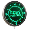 ADVPRO Body Piercing Tattoo Shop Neon Sign LED Wall Clock nc0311 - Green