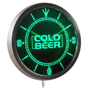 ADVPRO Cold Beer Bar Pub Club Neon Sign LED Wall Clock nc0312 - Green