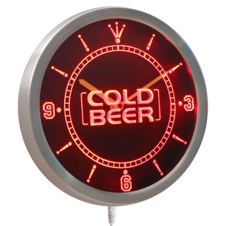 ADVPRO Cold Beer Bar Pub Club Neon Sign LED Wall Clock nc0312 - Red