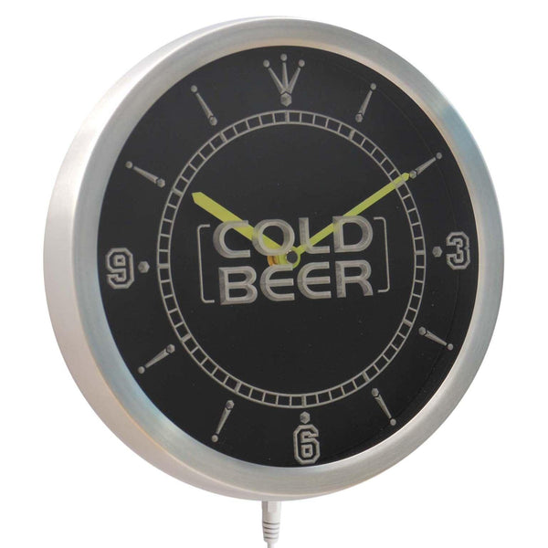 ADVPRO Cold Beer Bar Pub Club Neon Sign LED Wall Clock nc0312 - Multi-color