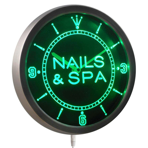 ADVPRO Nails & Spa Beauty Salon Neon Sign LED Wall Clock nc0313 - Green