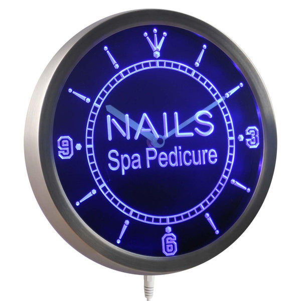 ADVPRO Nail Spa Pedicure Beauty Salon Neon Sign LED Wall Clock nc0314 - Blue