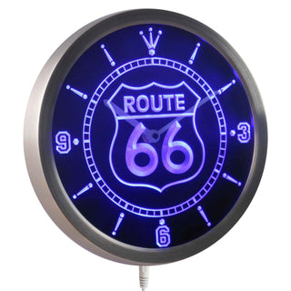 ADVPRO Route 66 Bar Beer Neon Sign LED Wall Clock nc0315 - Blue