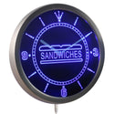 ADVPRO Sandwiches Cafe Shop Neon Sign LED Wall Clock nc0317 - Blue