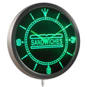 ADVPRO Sandwiches Cafe Shop Neon Sign LED Wall Clock nc0317 - Green