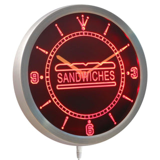 ADVPRO Sandwiches Cafe Shop Neon Sign LED Wall Clock nc0317 - Red
