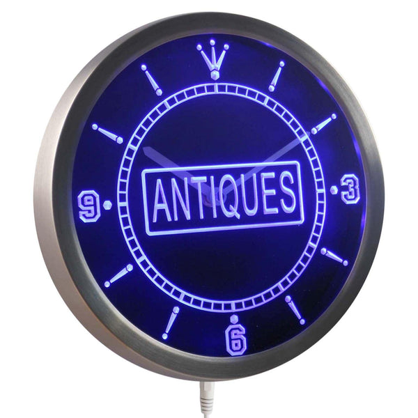 ADVPRO Antiques Shop Display Neon Sign LED Wall Clock nc0318 - Blue