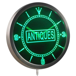 ADVPRO Antiques Shop Display Neon Sign LED Wall Clock nc0318 - Green