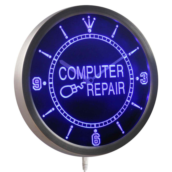 ADVPRO Computer Repair Services Display Neon Sign LED Wall Clock nc0322 - Blue