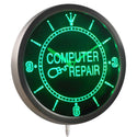 ADVPRO Computer Repair Services Display Neon Sign LED Wall Clock nc0322 - Green
