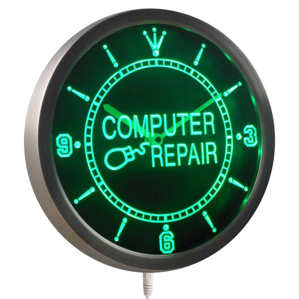 ADVPRO Computer Repair Services Display Neon Sign LED Wall Clock nc0322 - Green