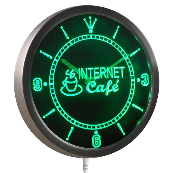 AdvPro - Internet Cafe Cup Shop Neon Sign LED Wall Clock nc0323 - Neon Clock