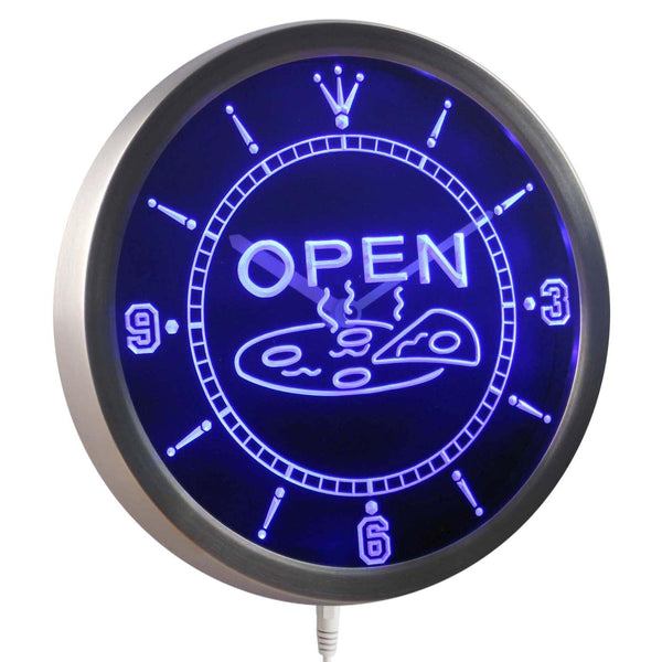 ADVPRO Open Pizza Shop Neon Sign LED Wall Clock nc0329 - Blue