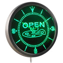 ADVPRO Open Pizza Shop Neon Sign LED Wall Clock nc0329 - Green