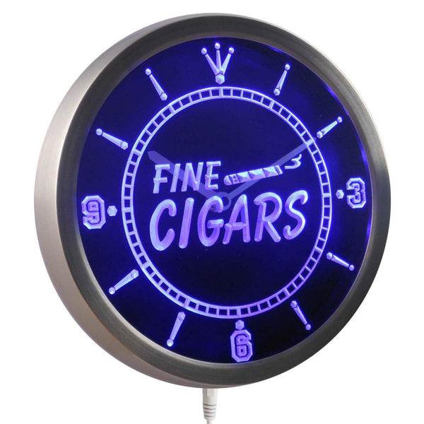 ADVPRO Fine Cigars Neon Sign LED Wall Clock nc0330 - Blue