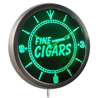 ADVPRO Fine Cigars Neon Sign LED Wall Clock nc0330 - Green