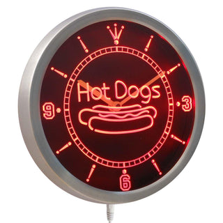 ADVPRO Hot Dogs Fast Food Shop Neon Sign LED Wall Clock nc0331 - Red