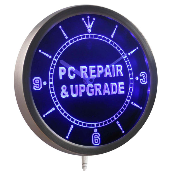 ADVPRO PC Repair & Upgrade Computer Neon Sign LED Wall Clock nc0332 - Blue