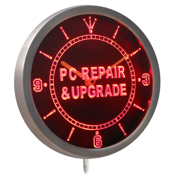 ADVPRO PC Repair & Upgrade Computer Neon Sign LED Wall Clock nc0332 - Red