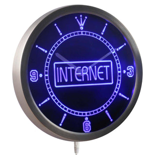 ADVPRO Internet Cafe Service Neon Sign LED Wall Clock nc0333 - Blue