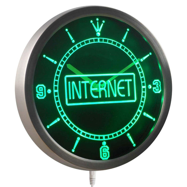 ADVPRO Internet Cafe Service Neon Sign LED Wall Clock nc0333 - Green