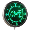 ADVPRO Open Cocktails Bar Beer Neon Sign LED Wall Clock nc0334 - Green