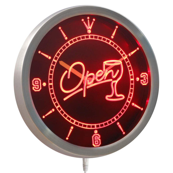 ADVPRO Open Cocktails Bar Beer Neon Sign LED Wall Clock nc0334 - Red