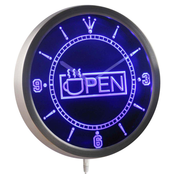 AdvPro - Open Coffee Cup Cafe Neon Sign LED Wall Clock nc0335 - Neon Clock