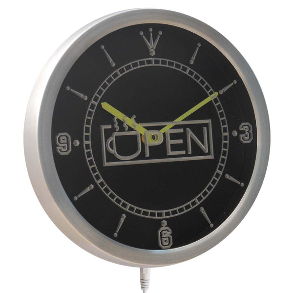 ADVPRO Open Coffee Cup Cafe Neon Sign LED Wall Clock nc0335 - Multi-color