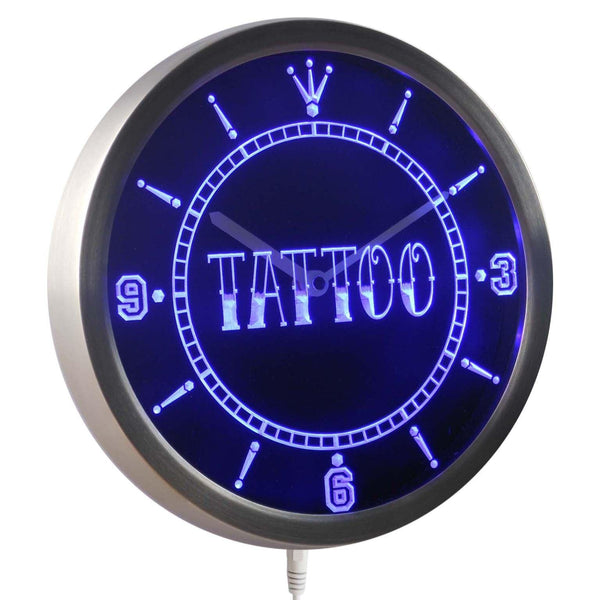 ADVPRO Tattoo Shop Neon Sign LED Wall Clock nc0337 - Blue