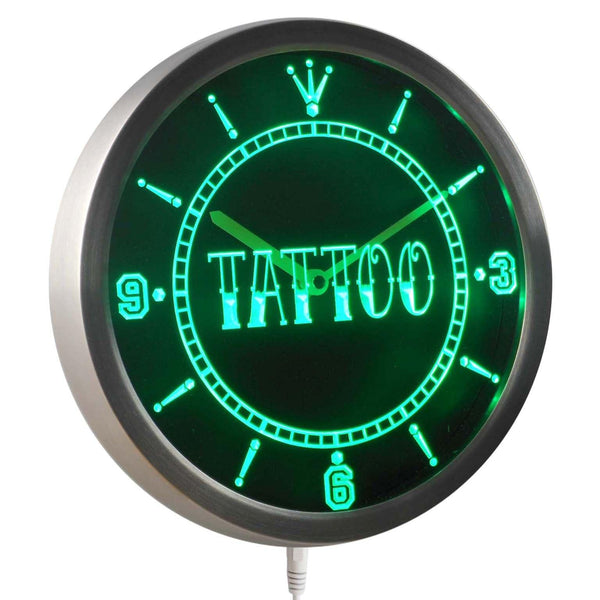 ADVPRO Tattoo Shop Neon Sign LED Wall Clock nc0337 - Green