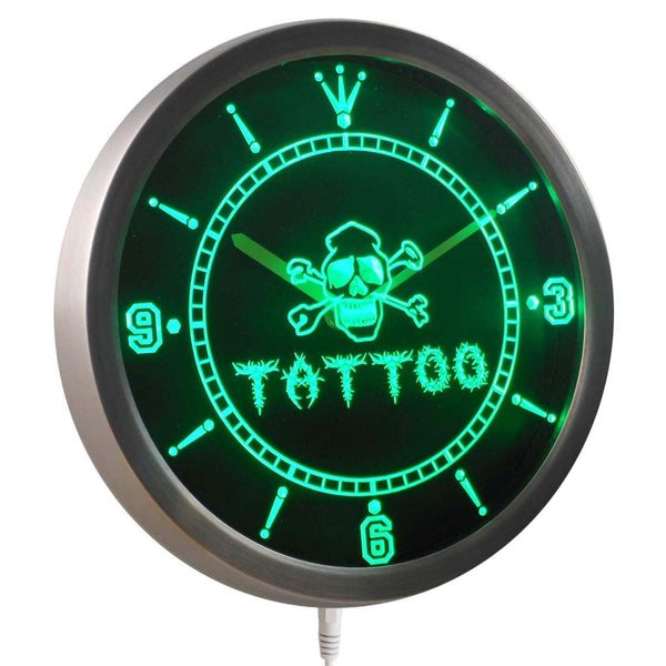 AdvPro - Tattoo Shop Skull Head Bar Beer Neon Sign LED Wall Clock nc0339 - Neon Clock