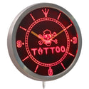 ADVPRO Tattoo Shop Skull Head Bar Beer Neon Sign LED Wall Clock nc0339 - Red