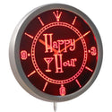 ADVPRO Happy Hour Bar Beer Glass Neon Sign LED Wall Clock nc0340 - Red